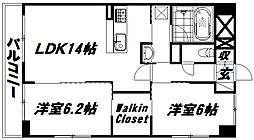 Citygarden幸 2LDKの間取図画像