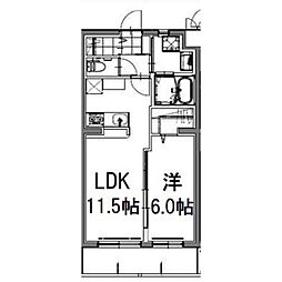 プレージョ元魚 1LDKの間取図画像
