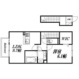 D-room三方原B 1LDKの間取図画像