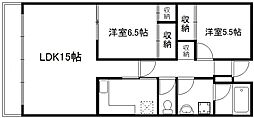 住吉弐番館 2LDKの間取図画像