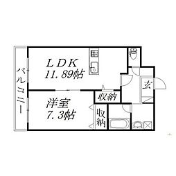 MahaloHAL 1LDKの間取図画像