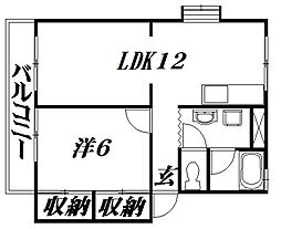 エスポワール3 1LDKの間取図画像