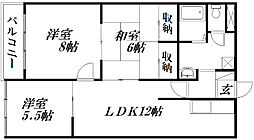 ダイヤモンド寿泉 3LDKの間取図画像