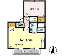 エストハウスB 1LDKの間取図画像