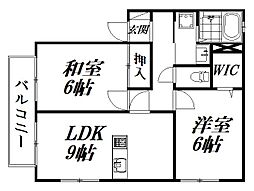 シャルムコート3 2LDKの間取図画像