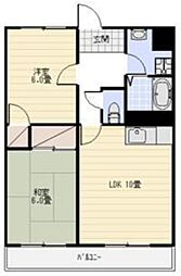 ヴィーブル宮の森南 2LDKの間取図画像