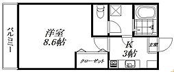 クレフラスト天神町 1Kの間取図画像