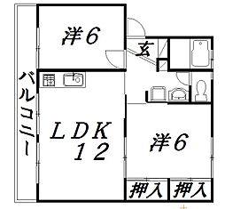 サンハイツ 2LDKの間取図画像