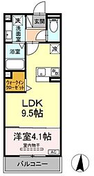 グランツタウン 1LDKの間取図画像