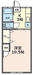 コーポ緑風 1Kの間取図画像