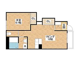 アプリーレ 1階1LDKの間取り