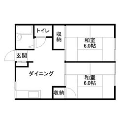 タナカハイツ 1階2DKの間取り