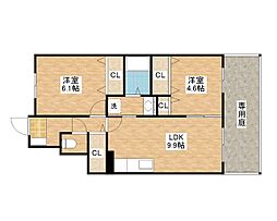 オーベルジュ 1階2LDKの間取り