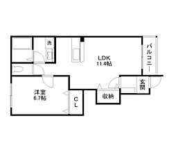 フリージア 1LDKの間取図画像