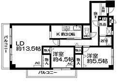 サニークレスト野洲 2LDKの間取図画像