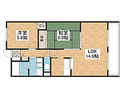 エスポワール弐番館 2LDKの間取図画像