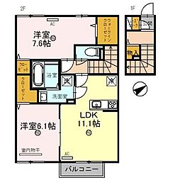 レイクシップ 2LDKの間取図画像