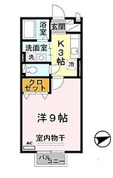 コンフォートM2 1Kの間取図画像