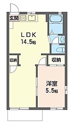 リブウェル六高F棟　101号室 1階1LDKの間取り