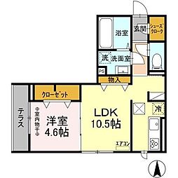 アベニール　102号室 1階1LDKの間取り