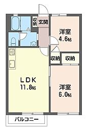 ツイングランデA 2LDKの間取図画像