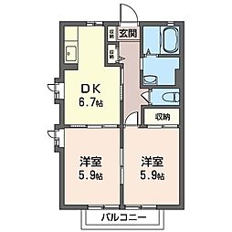 グランメール 2DKの間取図画像