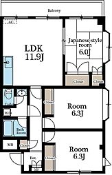 オーシャンヒルズ 3LDKの間取図画像