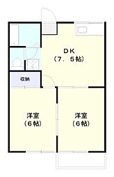 KIハウス九十九里 2階2DKの間取り