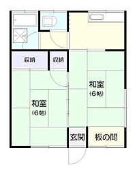 コーポドムール 2階2Kの間取り