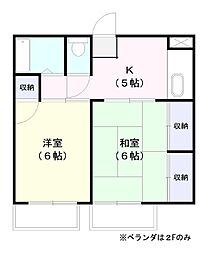 コーポふみ 2階2Kの間取り