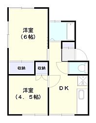 ハイツ田喜野井 2DKの間取図画像
