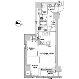 東京メトロ日比谷線 人形町駅 徒歩7分の賃貸マンション 2階2LDKの間取り