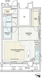 東京メトロ東西線 早稲田駅 徒歩2分の賃貸マンション 5階1LDKの間取り