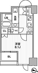 都営新宿線 岩本町駅 徒歩5分の賃貸マンション 12階1Kの間取り