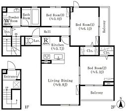 東京メトロ丸ノ内線 四谷三丁目駅 徒歩3分の賃貸テラスハウス 2階3LDKの間取り