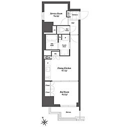 都営浅草線 浅草駅 徒歩5分の賃貸マンション 10階1SDKの間取り