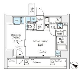 都営新宿線 九段下駅 徒歩4分の賃貸マンション 11階1LDKの間取り