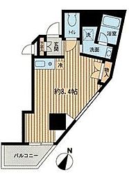 都営大江戸線 牛込神楽坂駅 徒歩2分の賃貸マンション 7階ワンルームの間取り