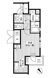 都営大江戸線 東新宿駅 徒歩10分の賃貸マンション 3階ワンルームの間取り