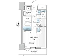 都営大江戸線 飯田橋駅 徒歩3分の賃貸マンション 2階1Kの間取り