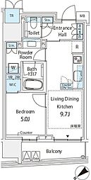 都営浅草線 東銀座駅 徒歩1分の賃貸マンション 7階1LDKの間取り
