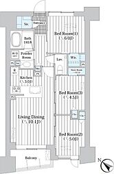 JR京葉線 八丁堀駅 徒歩4分の賃貸マンション 5階3LDKの間取り