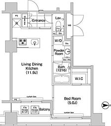 東京メトロ日比谷線 八丁堀駅 徒歩5分の賃貸マンション 4階1LDKの間取り