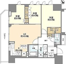 東京メトロ有楽町線 麹町駅 徒歩3分の賃貸マンション 8階3LDKの間取り