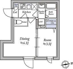 JR総武線 御茶ノ水駅 徒歩10分の賃貸マンション 5階1DKの間取り