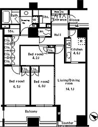 東京メトロ半蔵門線 水天宮前駅 徒歩2分の賃貸マンション 7階3LDKの間取り