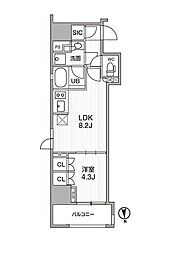 都営大江戸線 新御徒町駅 徒歩2分の賃貸マンション 4階1LDKの間取り