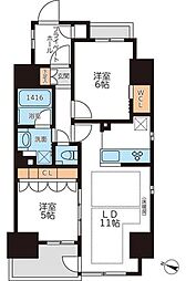 JR山手線 駒込駅 徒歩10分の賃貸マンション 4階2LDKの間取り