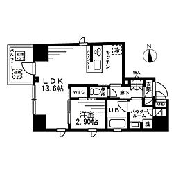 東京メトロ銀座線 稲荷町駅 徒歩5分の賃貸マンション 9階1LDKの間取り