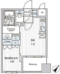 東京メトロ日比谷線 人形町駅 徒歩5分の賃貸マンション 9階1DKの間取り